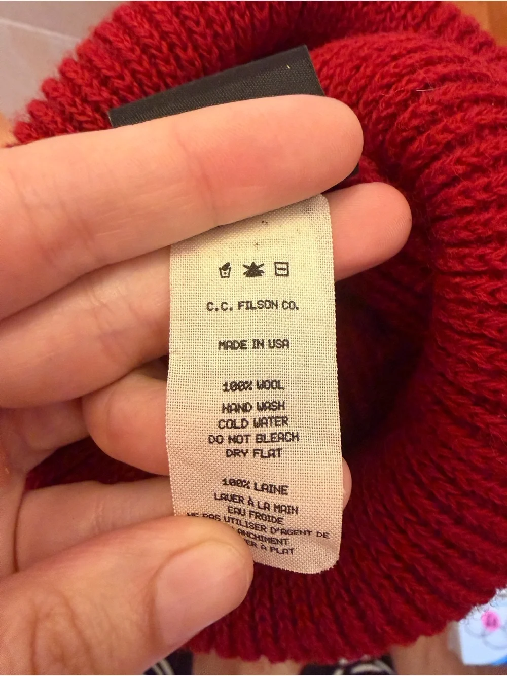 Filson Kids Red Knit Beanie 100% Wool